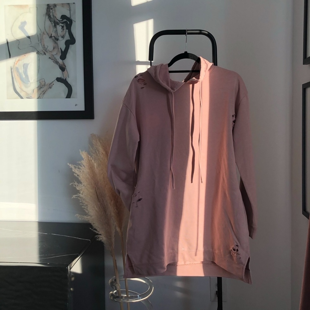 Oversized / Distressed Pink Hoodie
